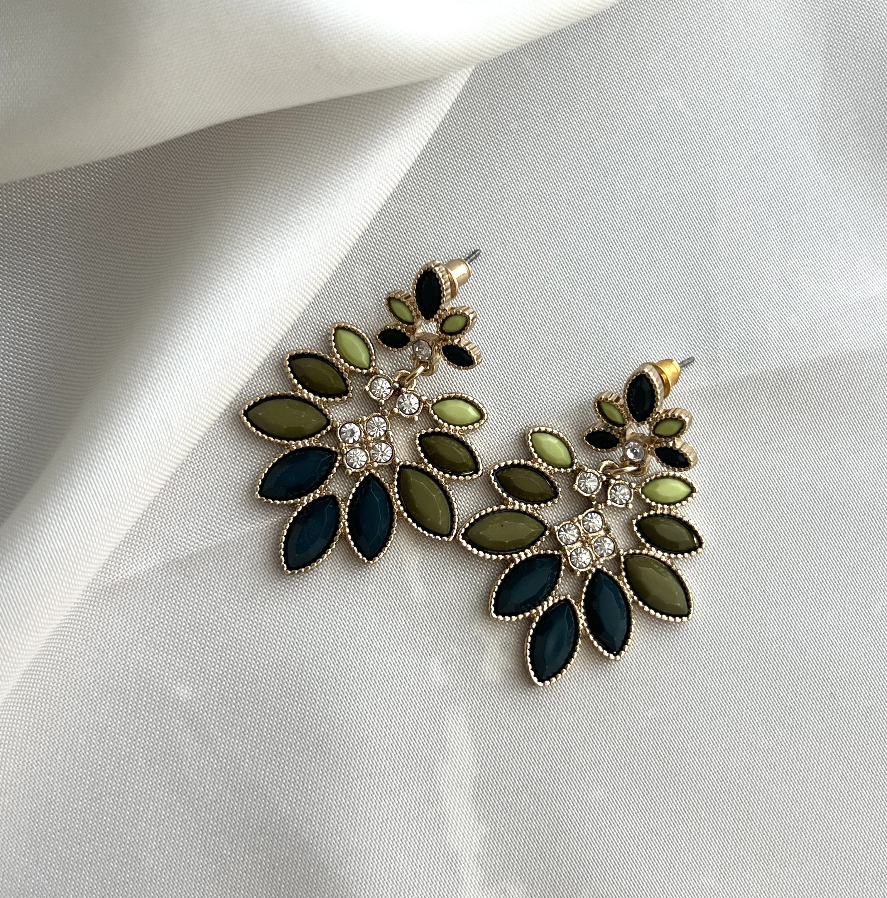 گوشواره بهاره وارداتی سنگ عقیق سبز