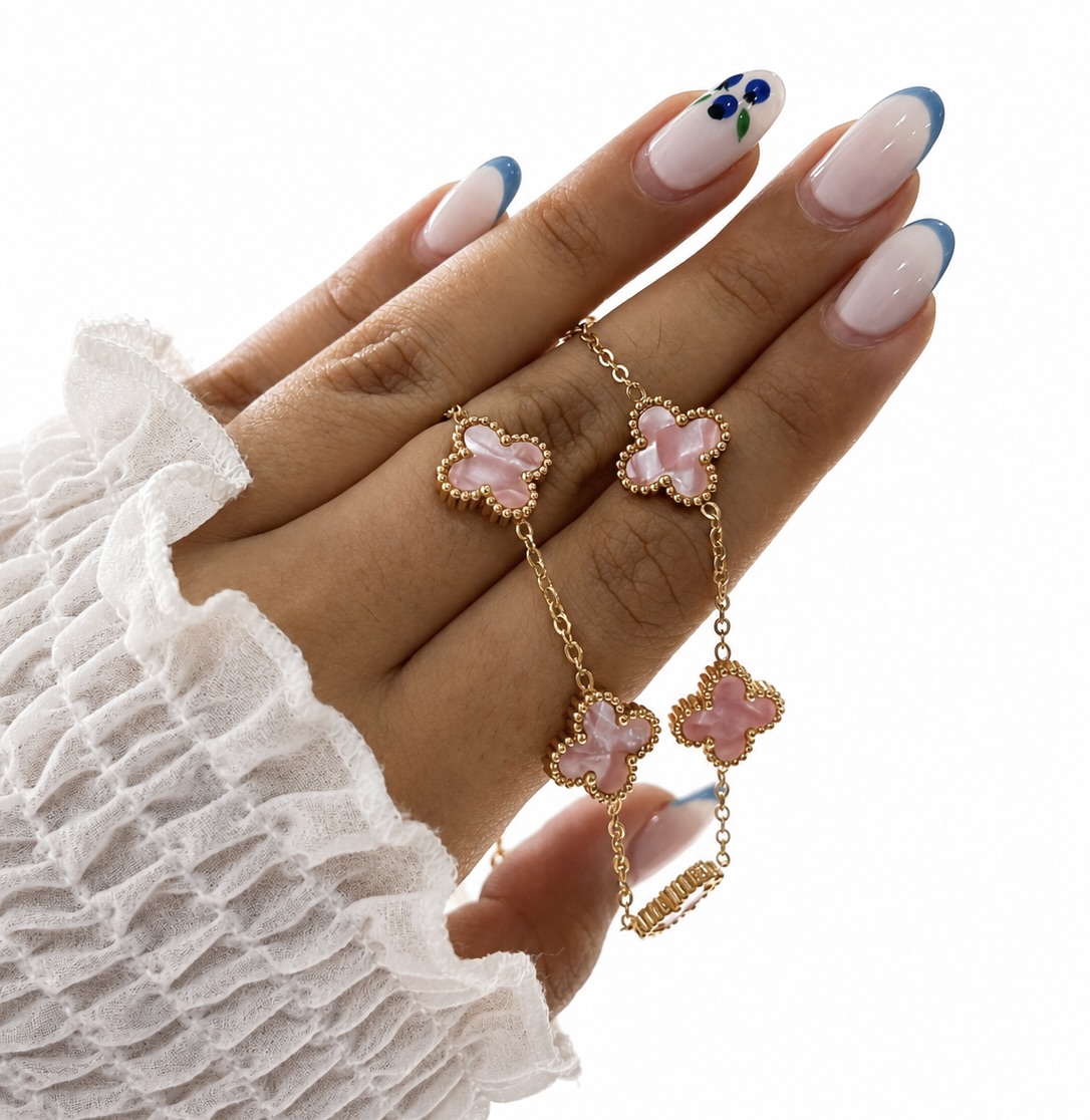 دستبند ونکلیف صورتی تمام وارداتی مسترکوالیتی ضد حساسیت رنگ ثابت